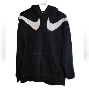Nike Sportswear Big Swoosh Fleece Black Hoodie with White Logo